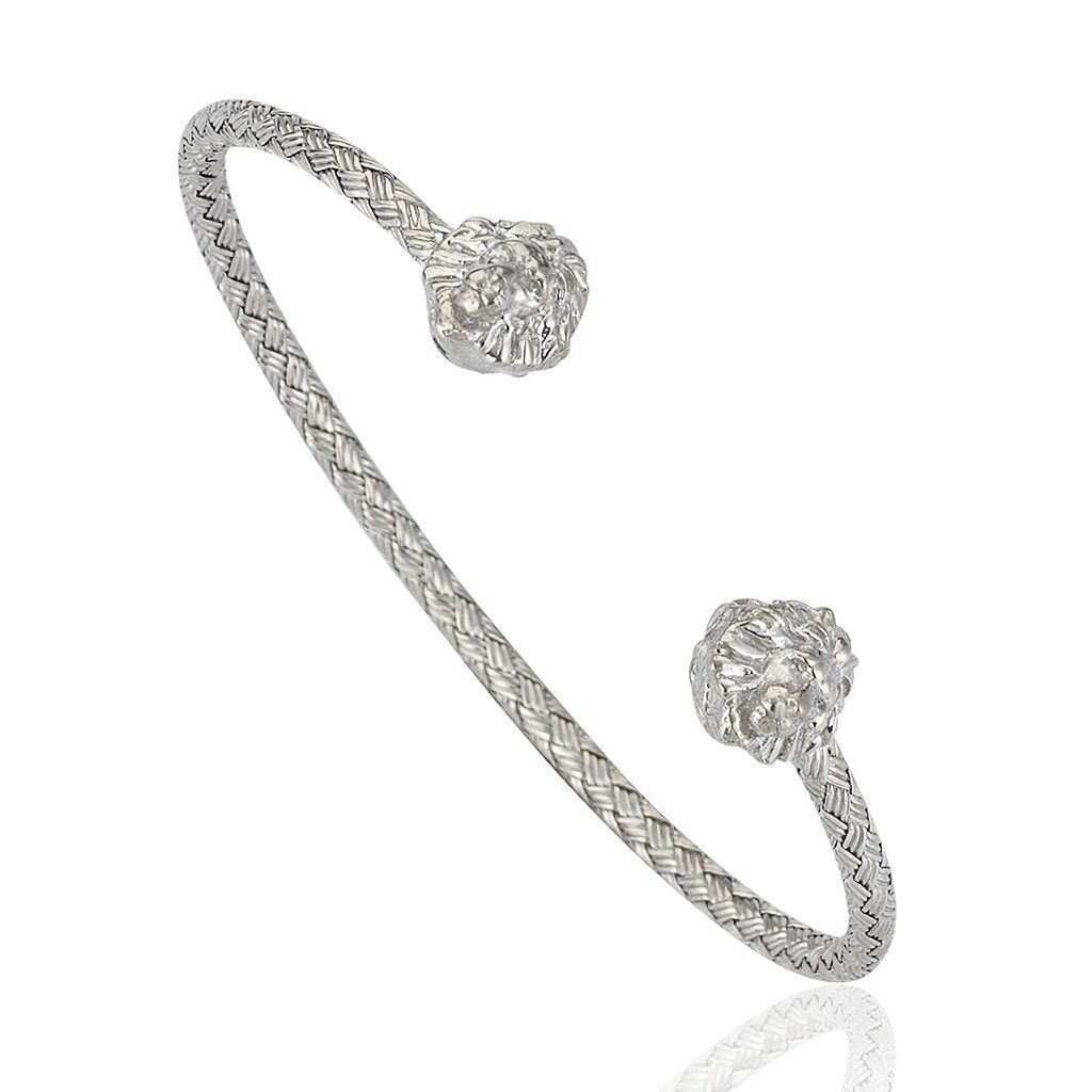 Braided Leo Cuff Bracelet - Silver