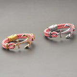 Anchor Leather Bracelet -Silver