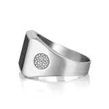 Brushed Square Onyx Ring - Solid Silver