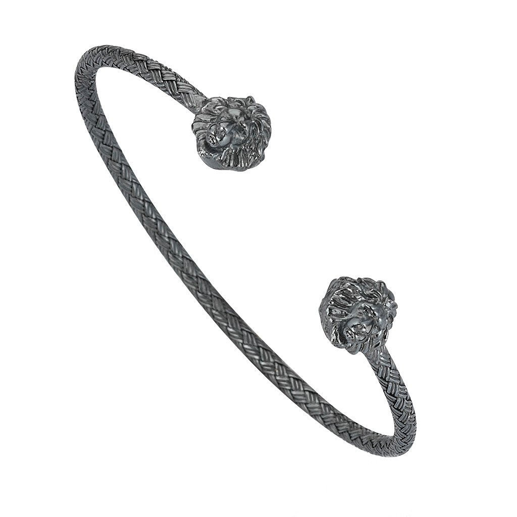 Braided Leo Cuff Bracelet - Silver