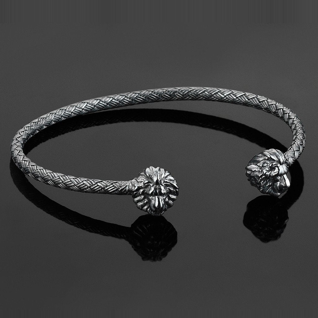 Braided Leo Cuff Bracelet - Silver