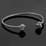 Braided Leo Cuff Bracelet - Silver