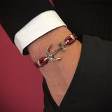 Classic Anchor Leather Bracelet - Solid Rose Gold