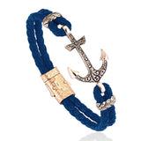 Classic Anchor Leather Bracelet - Solid Rose Gold